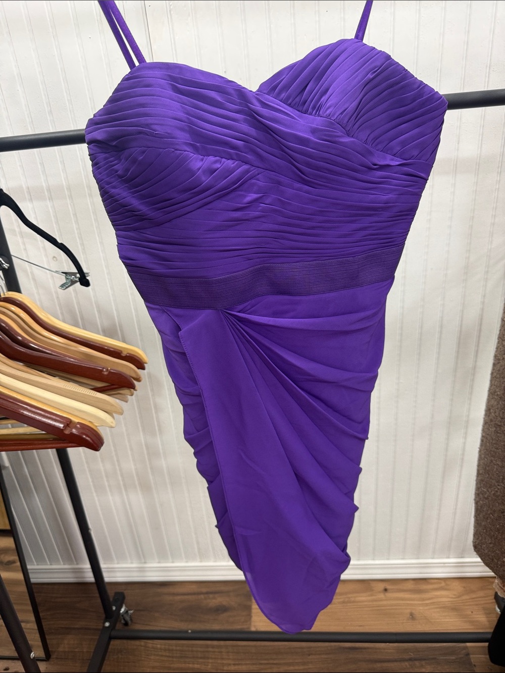 Aidan by Aidan Mattox Strapless Ruched Mini Dress in Deep Purple Sz 8
